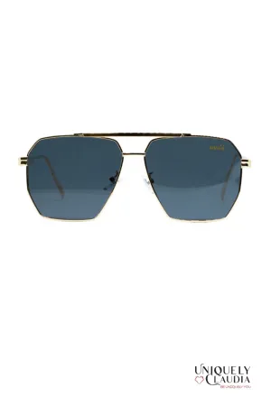 MINUE: Harlow Black Goldtone Sunglasses