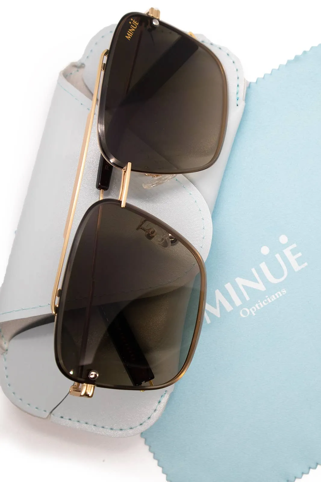 MINUE: Parks Gold Brown Sunglasses