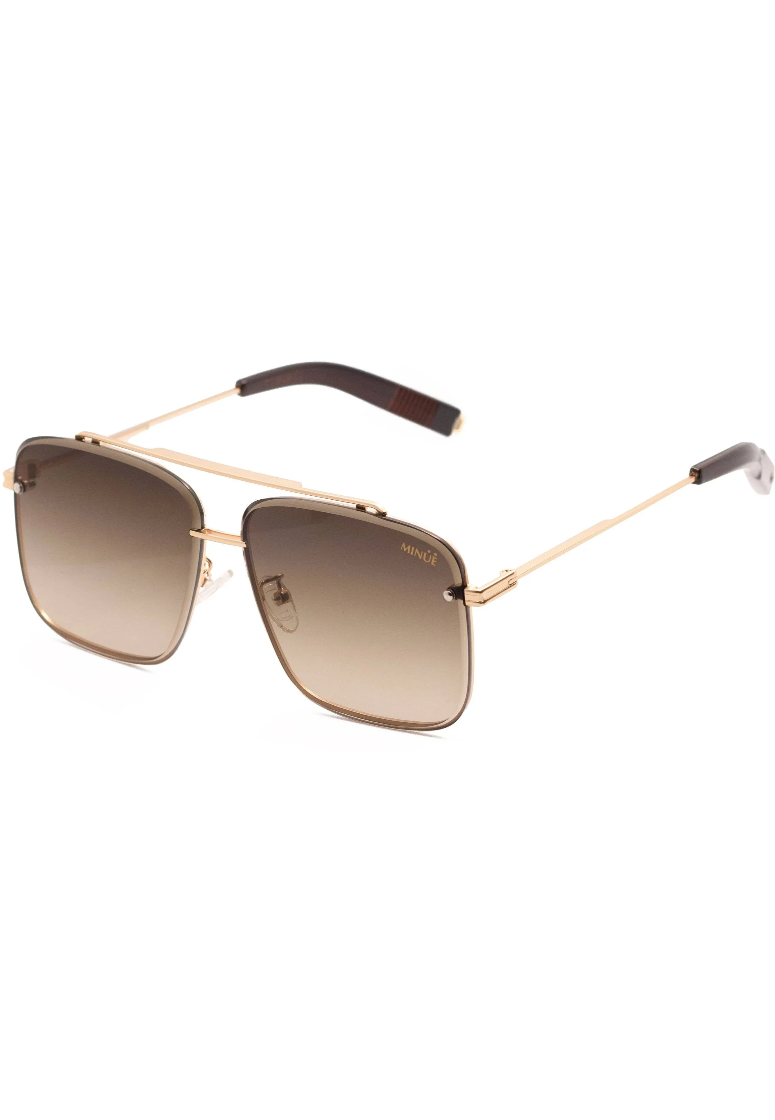 MINUE: Parks Gold Brown Sunglasses