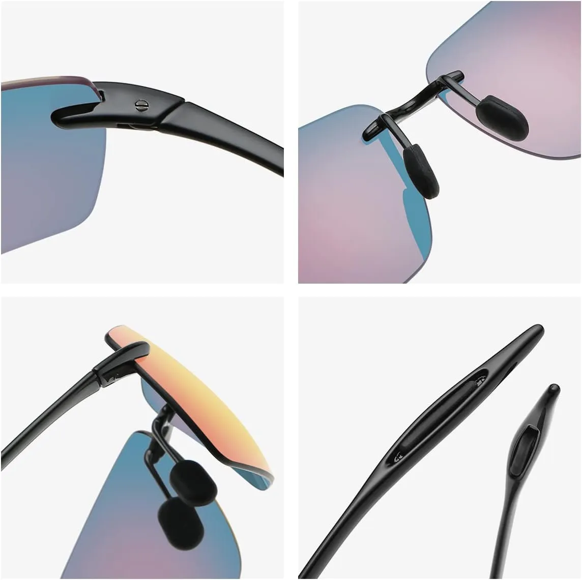 MIRYEA Rimless Polarized Sports Sunglasses for Men Women Driving Running Fishing Golf UV Blocking Glasses Eyeglasses Shades
