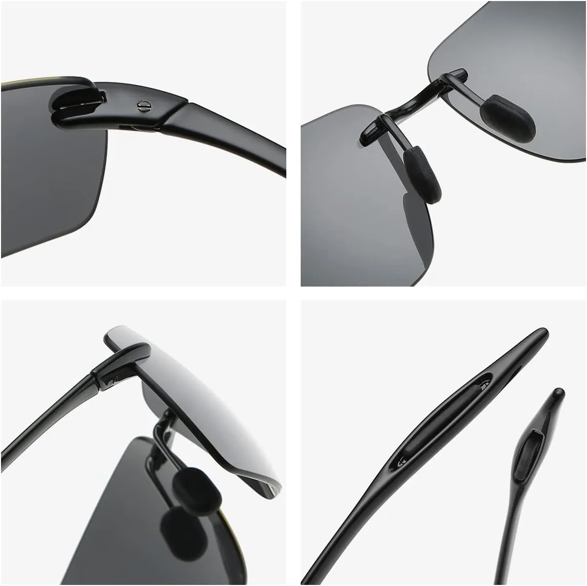 MIRYEA Rimless Polarized Sports Sunglasses for Men Women Driving Running Fishing Golf UV Blocking Glasses Eyeglasses Shades
