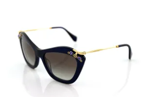 MIU MIU Woman Crystals Blue Sunglasses MU 03PS 0AX-0A7