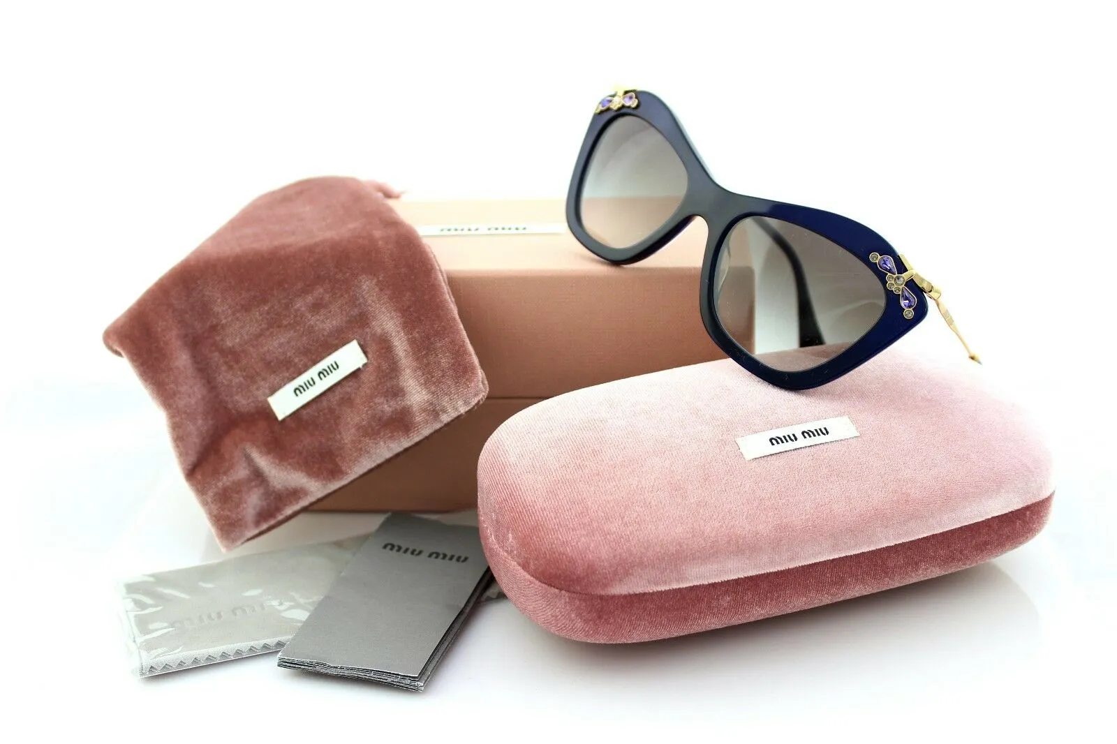 MIU MIU Woman Crystals Blue Sunglasses MU 03PS 0AX-0A7