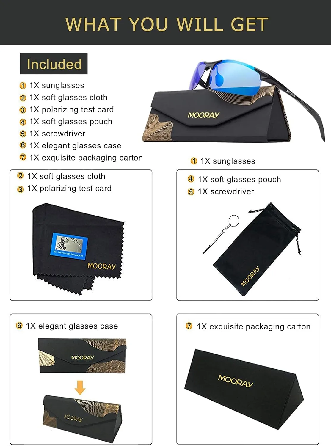 MOORAY Mens Polarized Sports Sunglasses UV Protection Sunglasses for Men Cycling Driving Fishing