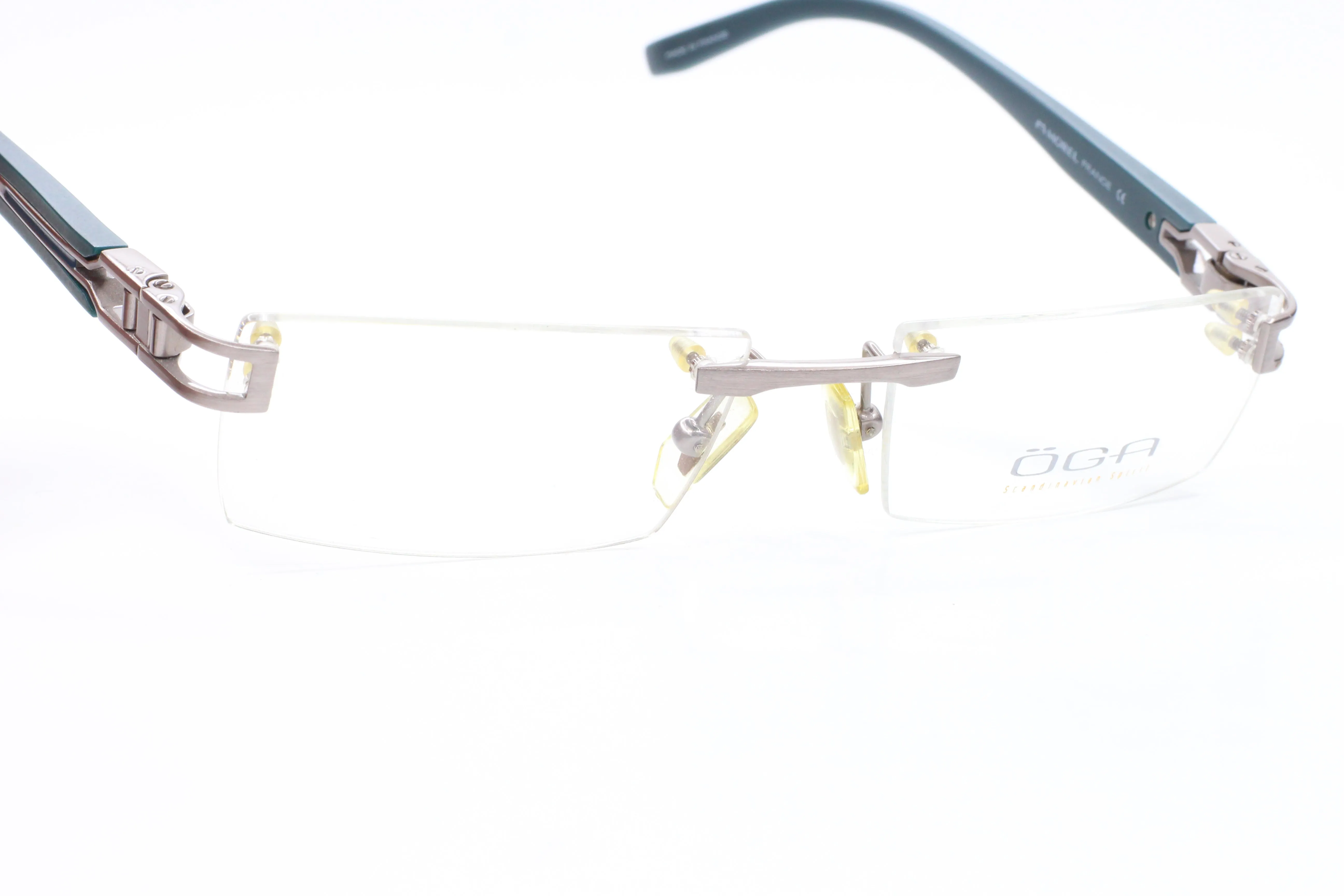 Morel OGA 6905O GB011 Silver/Dark Teal Rimless Frame France Eyeglasses