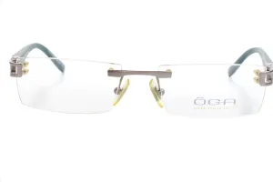 Morel OGA 6905O GB011 Silver/Dark Teal Rimless Frame France Eyeglasses