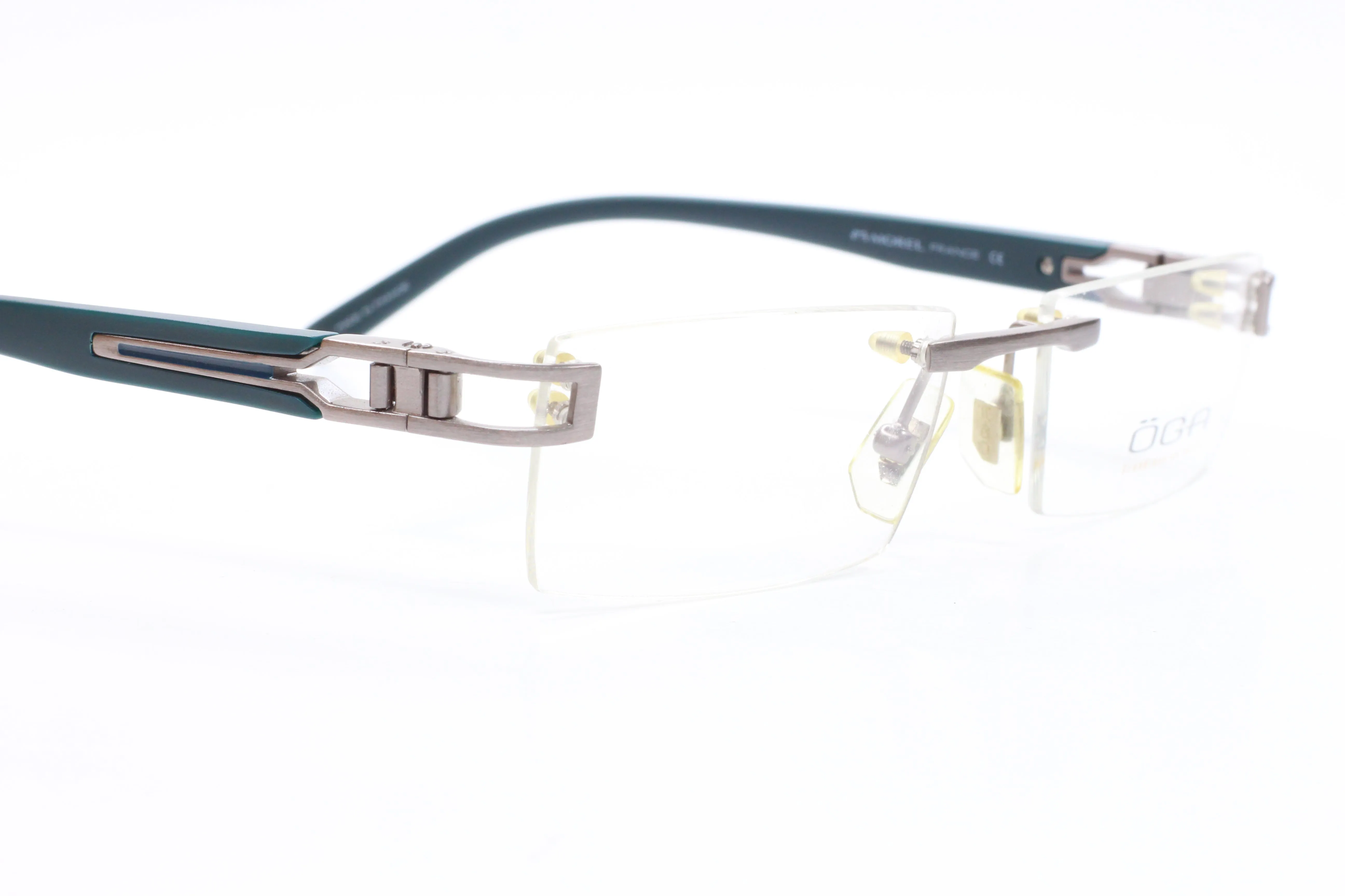 Morel OGA 6905O GB011 Silver/Dark Teal Rimless Frame France Eyeglasses