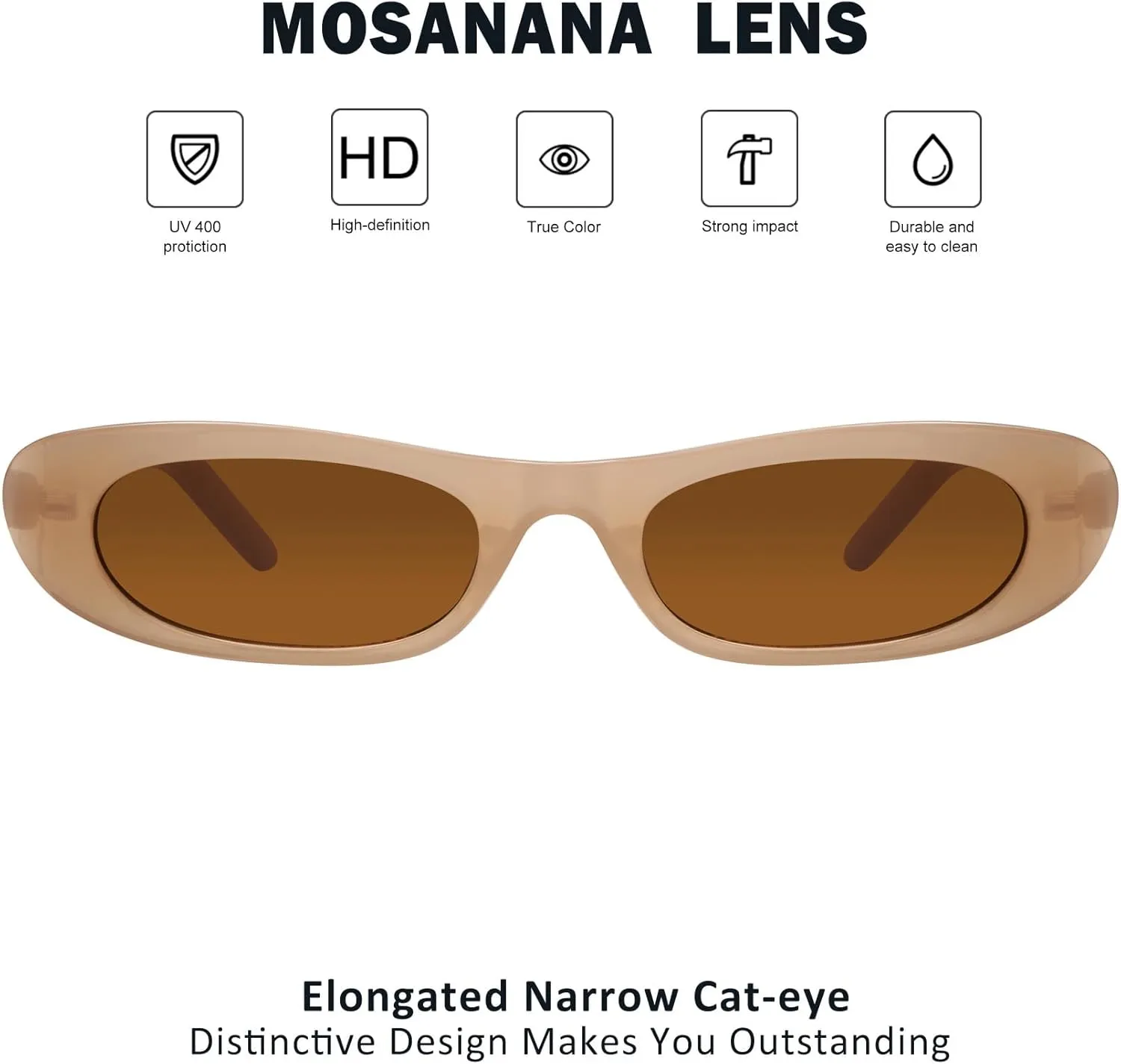 mosanana Elongated Narrow Cat Eye Sunglasses for Women MS52357