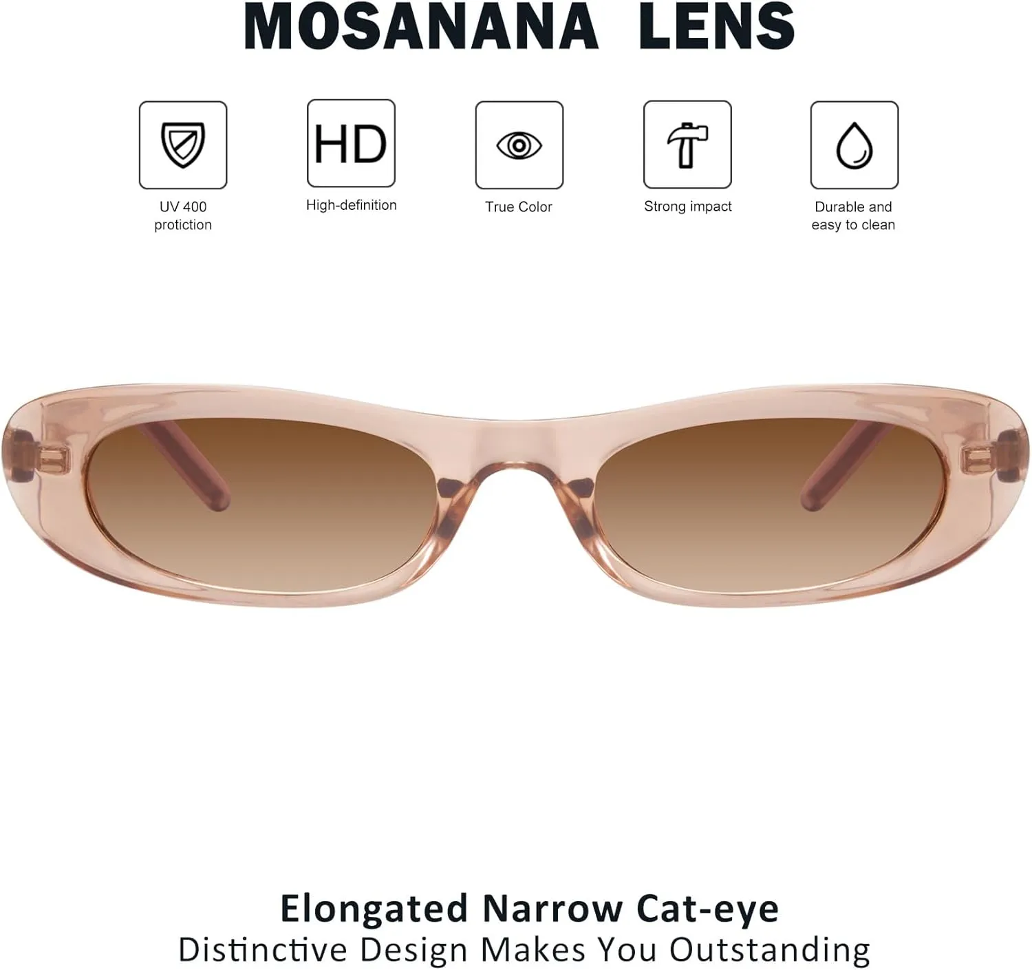 mosanana Elongated Narrow Cat Eye Sunglasses for Women MS52357