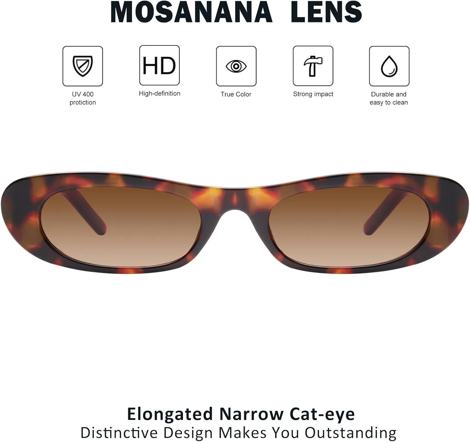 mosanana Elongated Narrow Cat Eye Sunglasses for Women MS52357