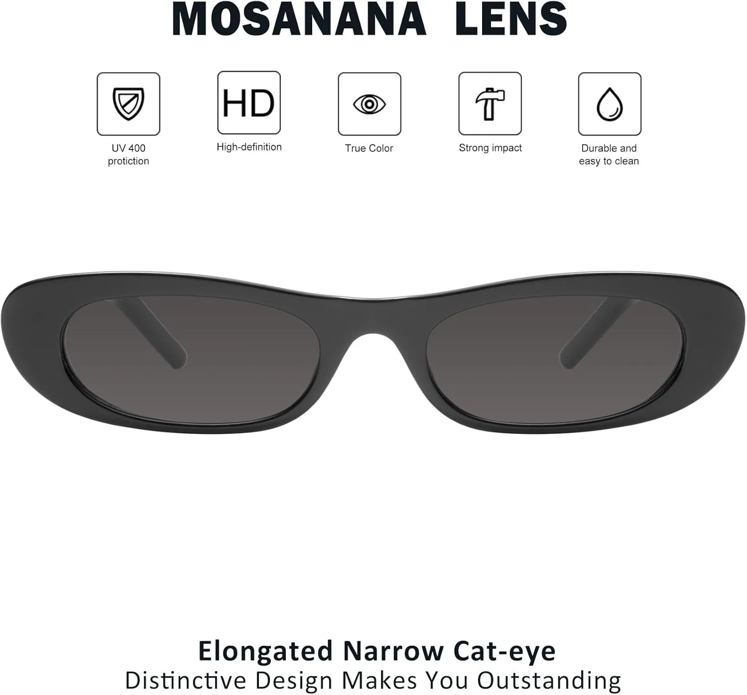 mosanana Elongated Narrow Cat Eye Sunglasses for Women MS52357