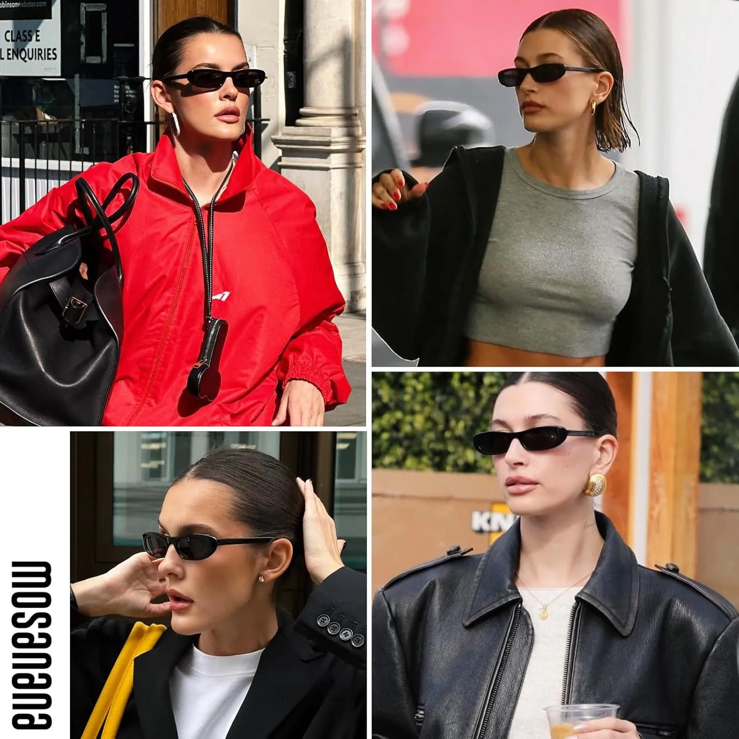 mosanana Elongated Narrow Cat Eye Sunglasses for Women MS52357