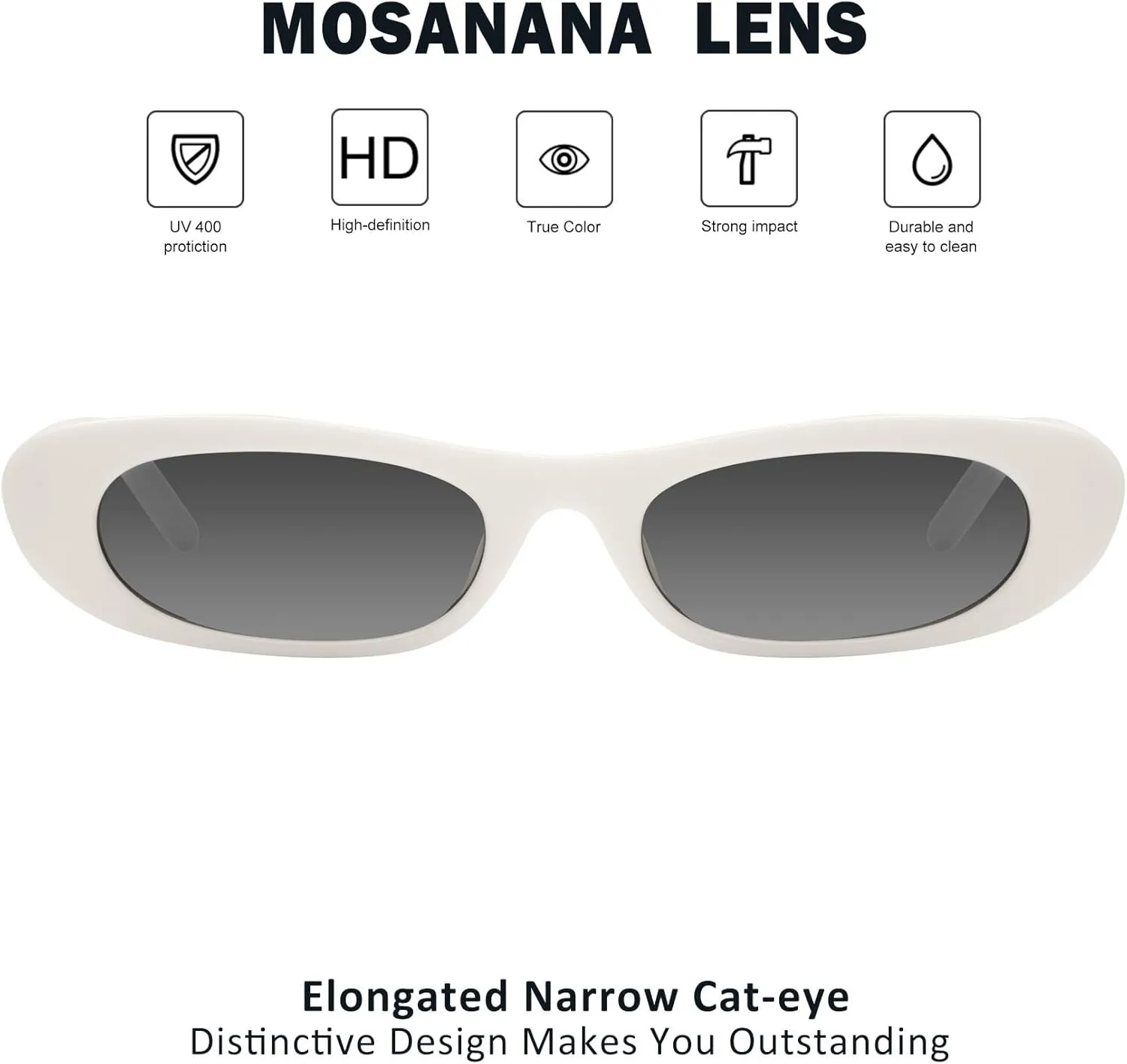 mosanana Elongated Narrow Cat Eye Sunglasses for Women MS52357