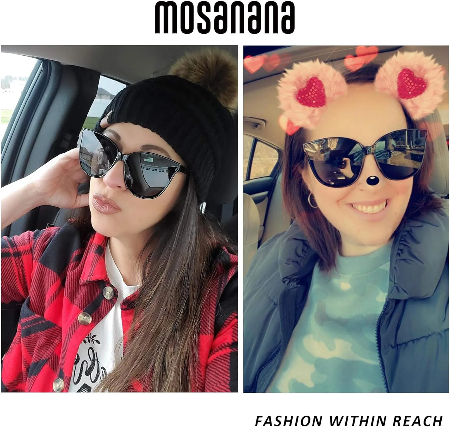 mosanana Fashion Cat Eye Sunglasses for Women Oversized Style MS51802