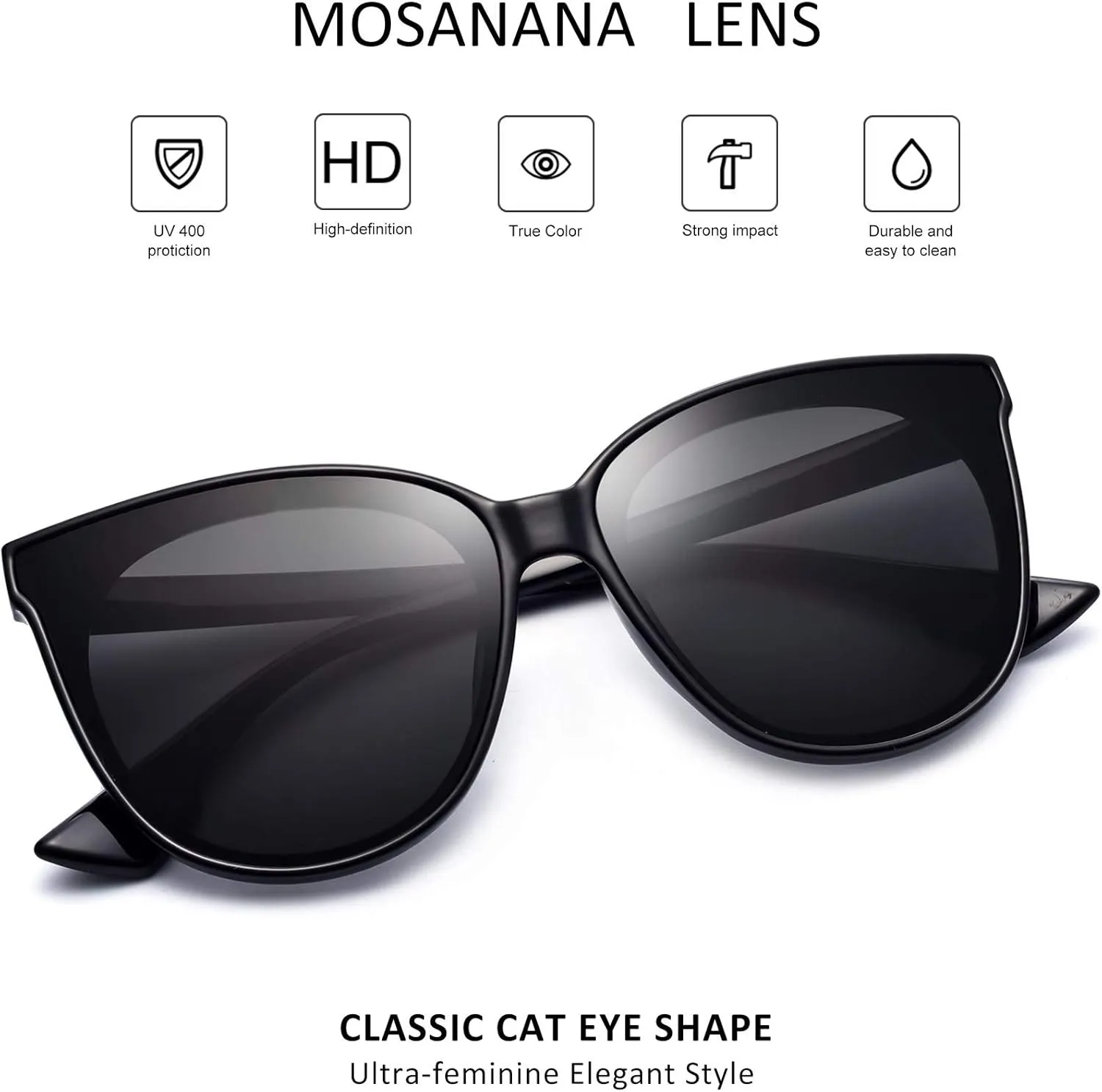 mosanana Fashion Cat Eye Sunglasses for Women Oversized Style MS51802