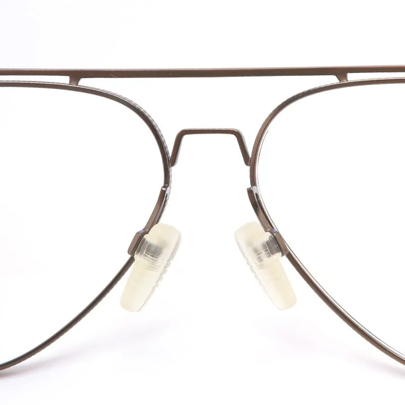 Muzz Men's Full Rim Round Double Bridge Brushed Titanium Frame Eyeglasses 108