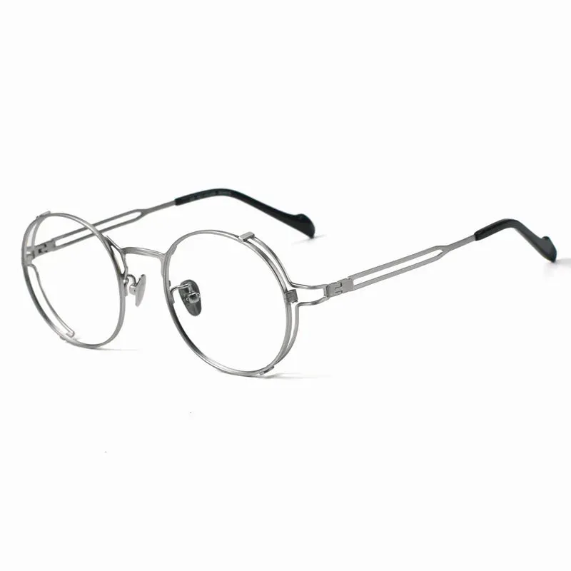 Muzz Men's Full Rim Round Titanium Eyeglasses 0048