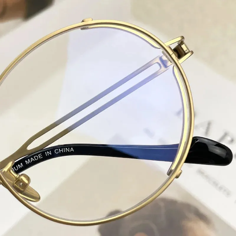 Muzz Men's Full Rim Round Titanium Eyeglasses 0048