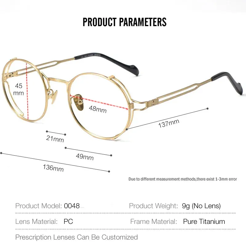 Muzz Men's Full Rim Round Titanium Eyeglasses 0048