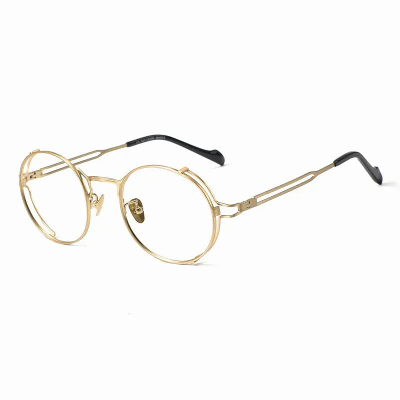 Muzz Men's Full Rim Round Titanium Eyeglasses 0048
