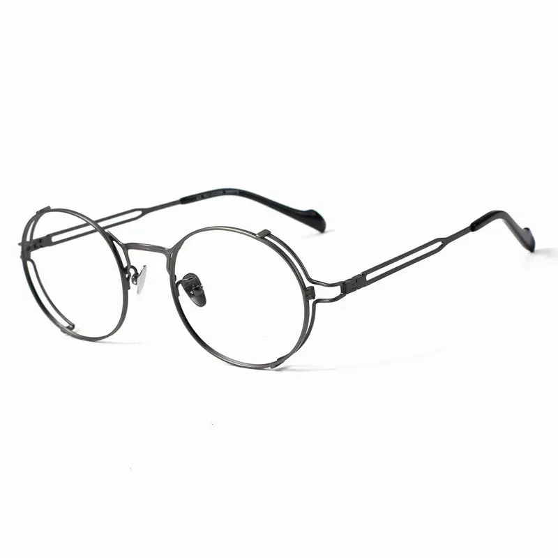 Muzz Men's Full Rim Round Titanium Eyeglasses 0048