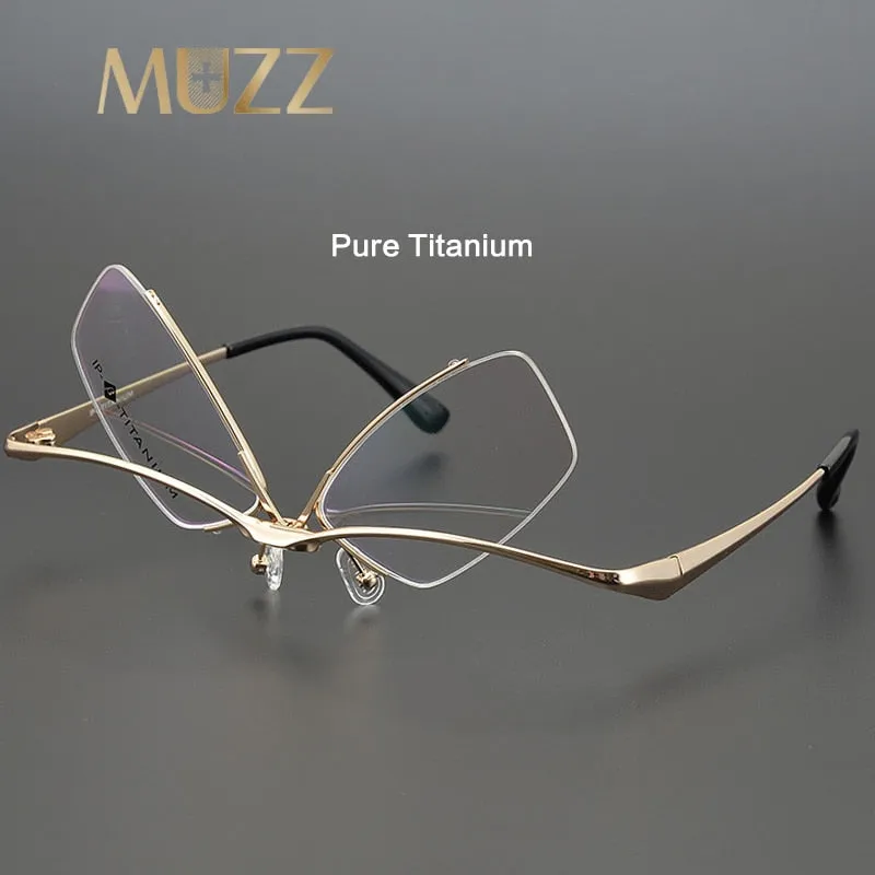 Muzz Men's Semi Rim Square Titanium Flip Up Frame Eyeglasses 18019