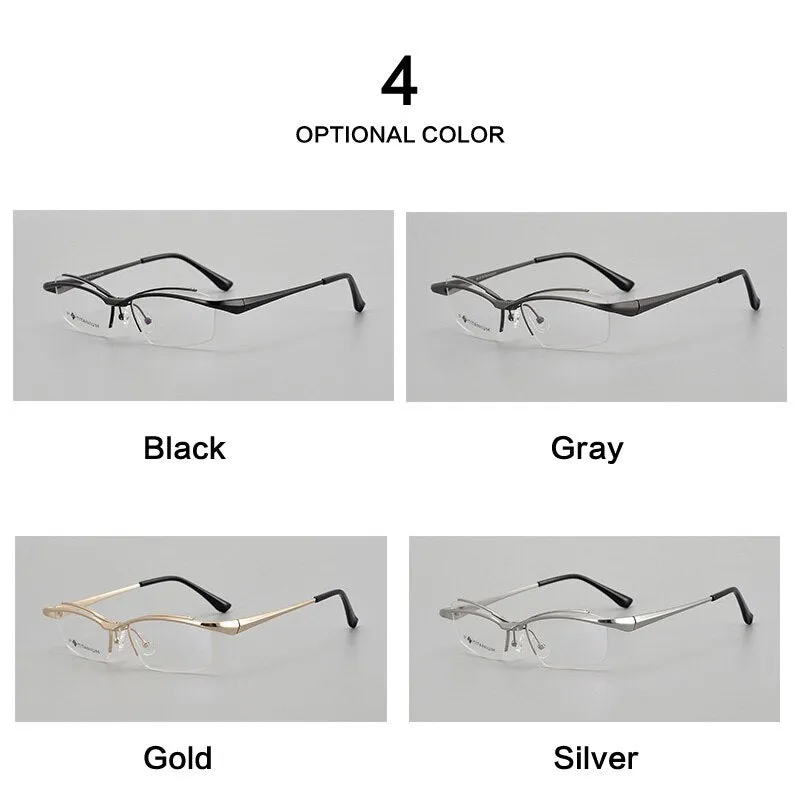 Muzz Men's Semi Rim Square Titanium Flip Up Frame Eyeglasses 18019