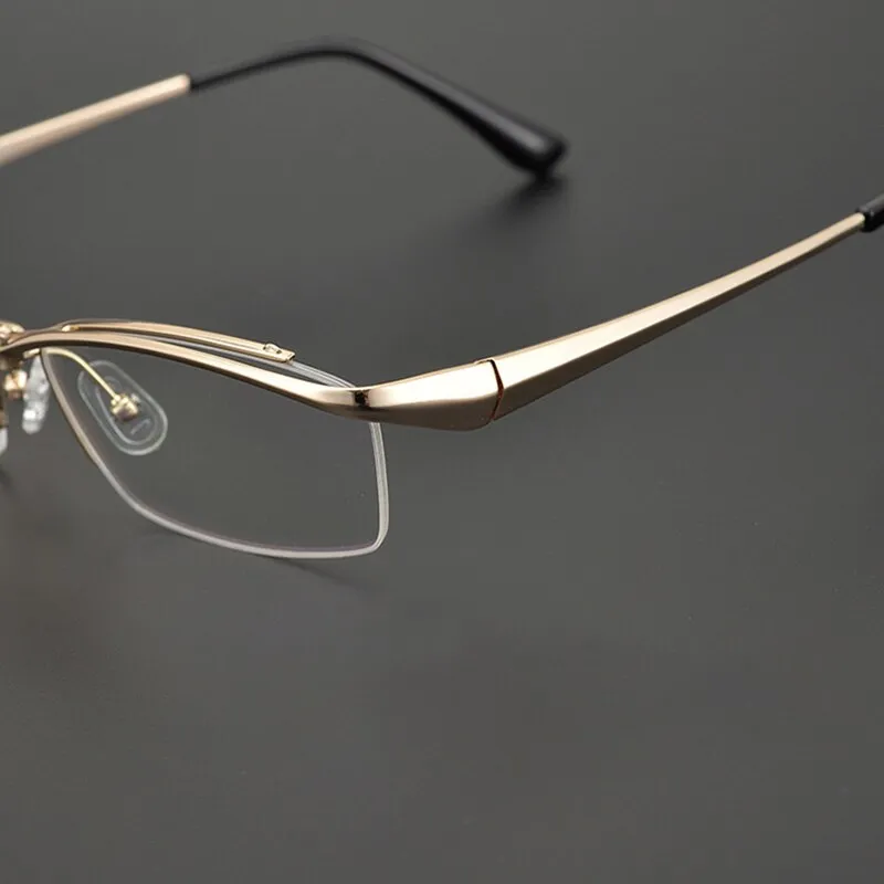 Muzz Men's Semi Rim Square Titanium Flip Up Frame Eyeglasses 18019