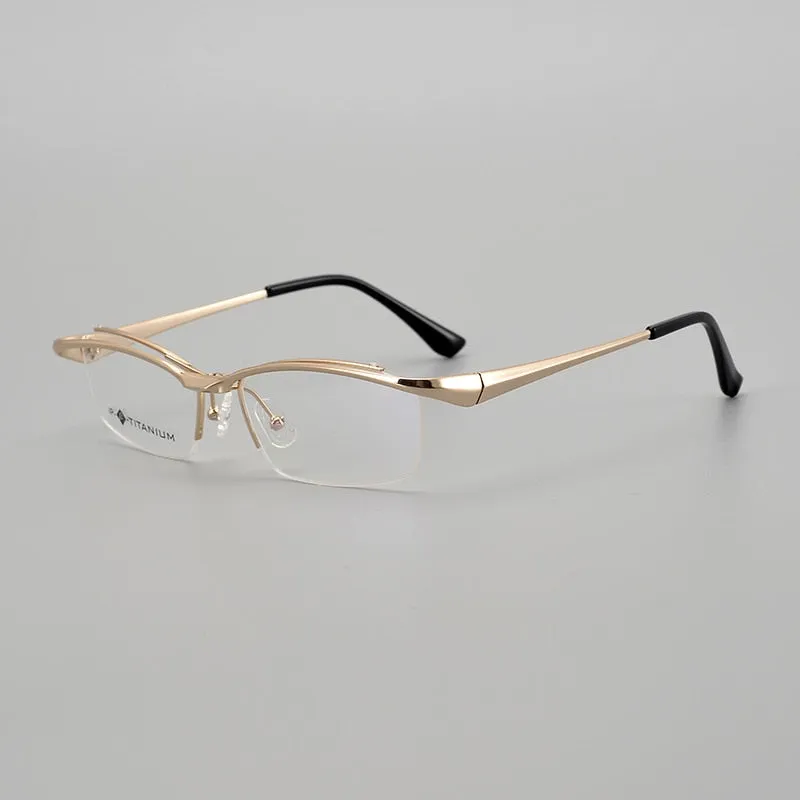 Muzz Men's Semi Rim Square Titanium Flip Up Frame Eyeglasses 18019