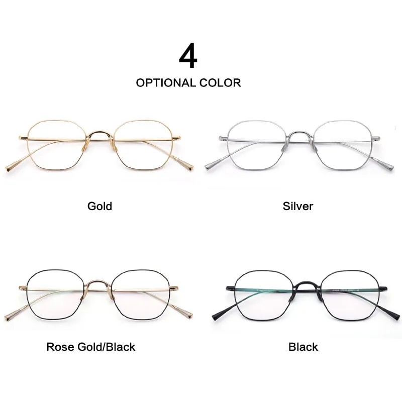 Muzz Unisex Full Rim Polygonal Round Titanium Frame Eyeglasses J8056