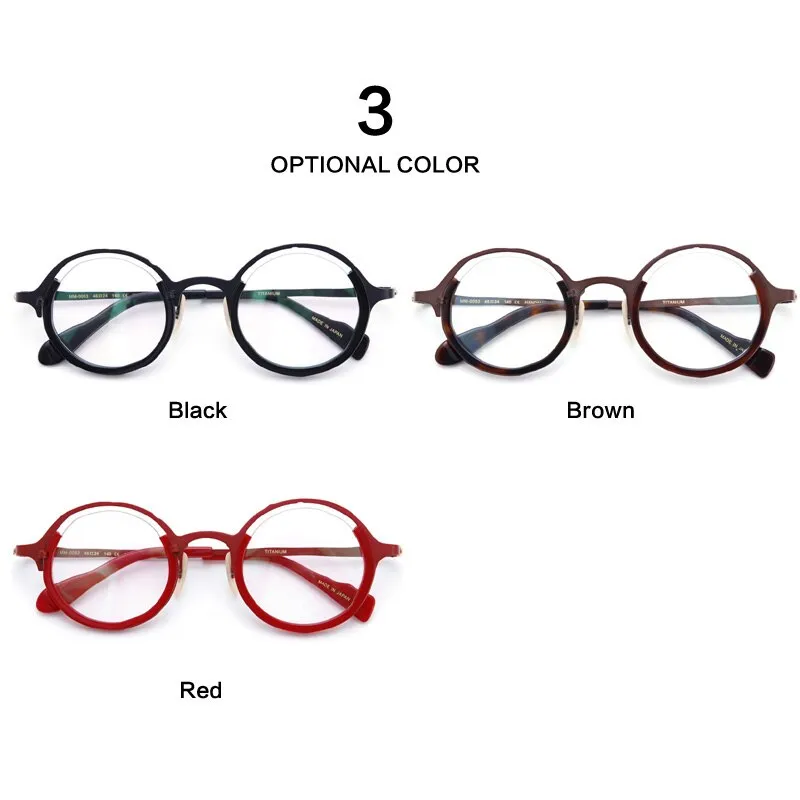 Muzz Unisex Full Rim Round IP Titanium Acetate Hand Crafted Frame Eyeglasses 0053