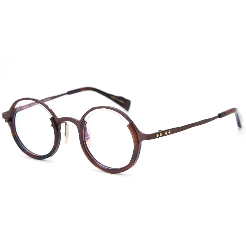 Muzz Unisex Full Rim Round IP Titanium Acetate Hand Crafted Frame Eyeglasses 0053