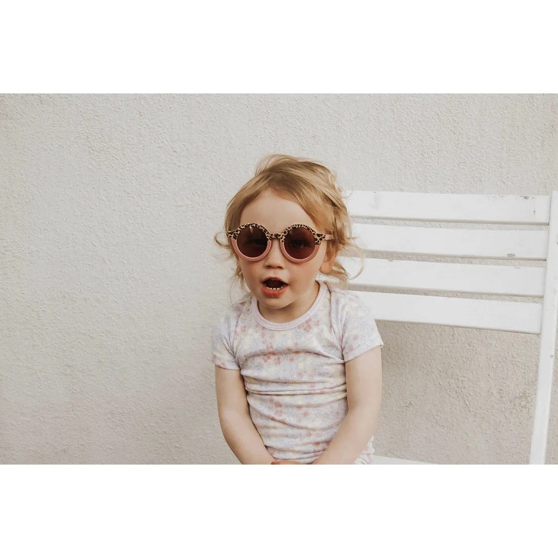 My Little Sunnies Round Two Tone Sunglasses Dusty Rose Cheetah Matte