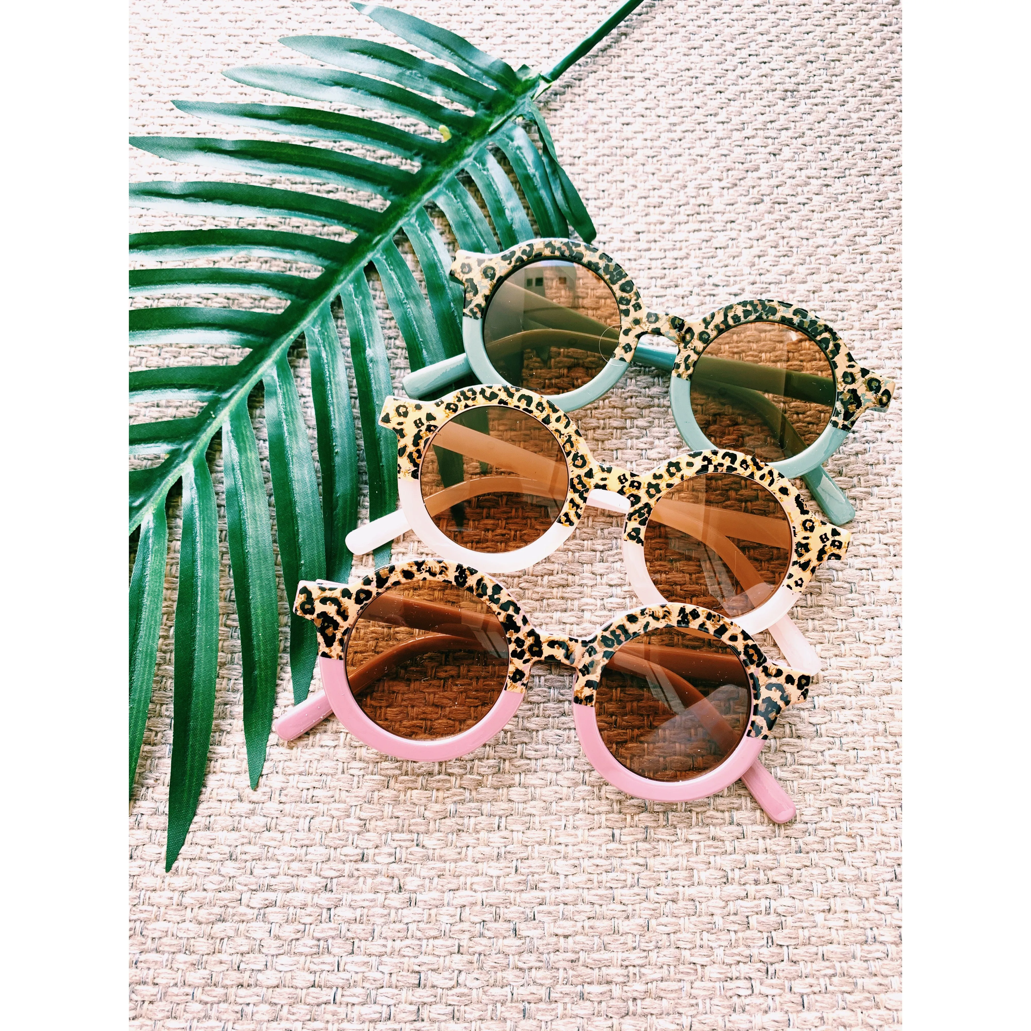My Little Sunnies Round Two Tone Sunglasses Dusty Rose Cheetah Matte
