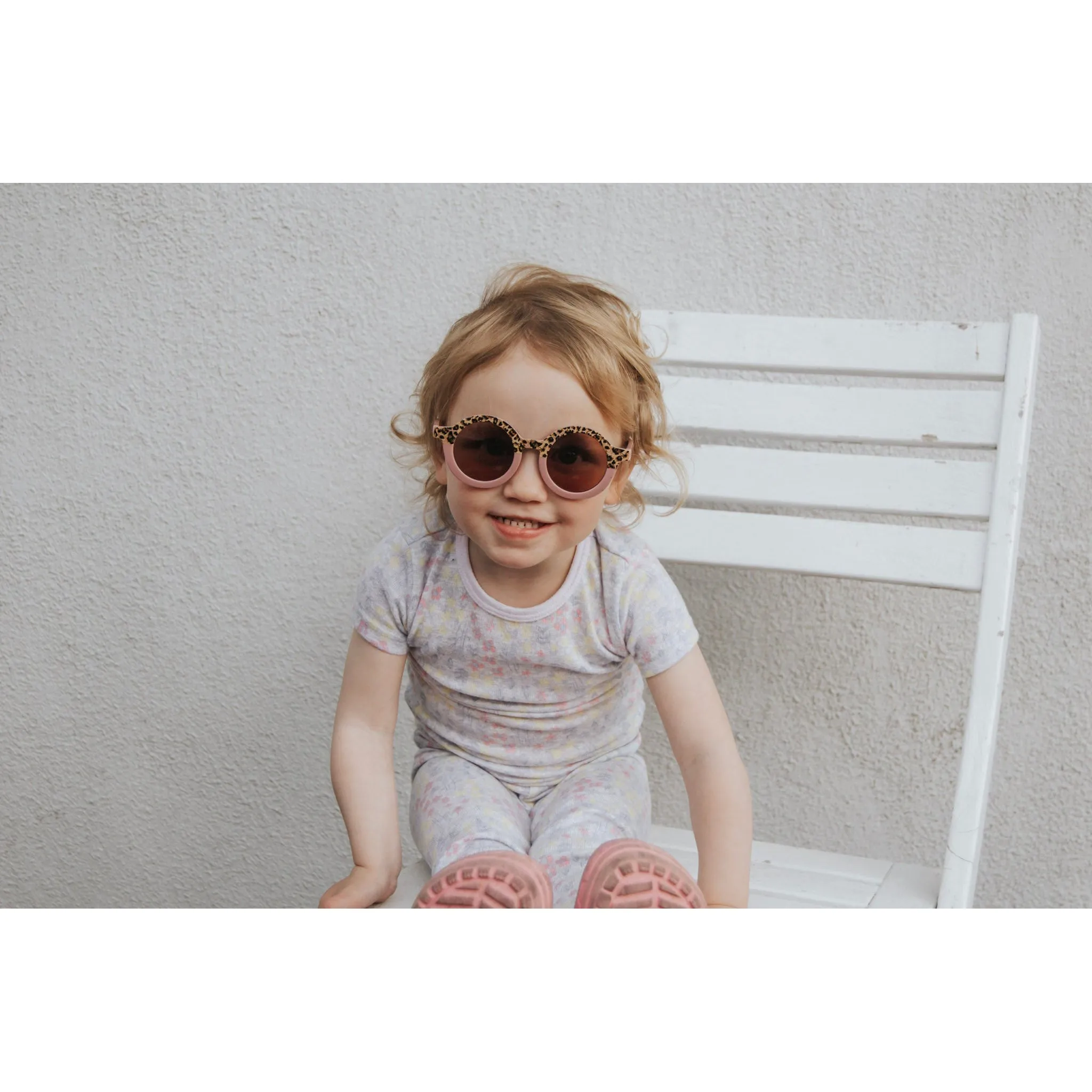 My Little Sunnies Round Two Tone Sunglasses Dusty Rose Cheetah Matte