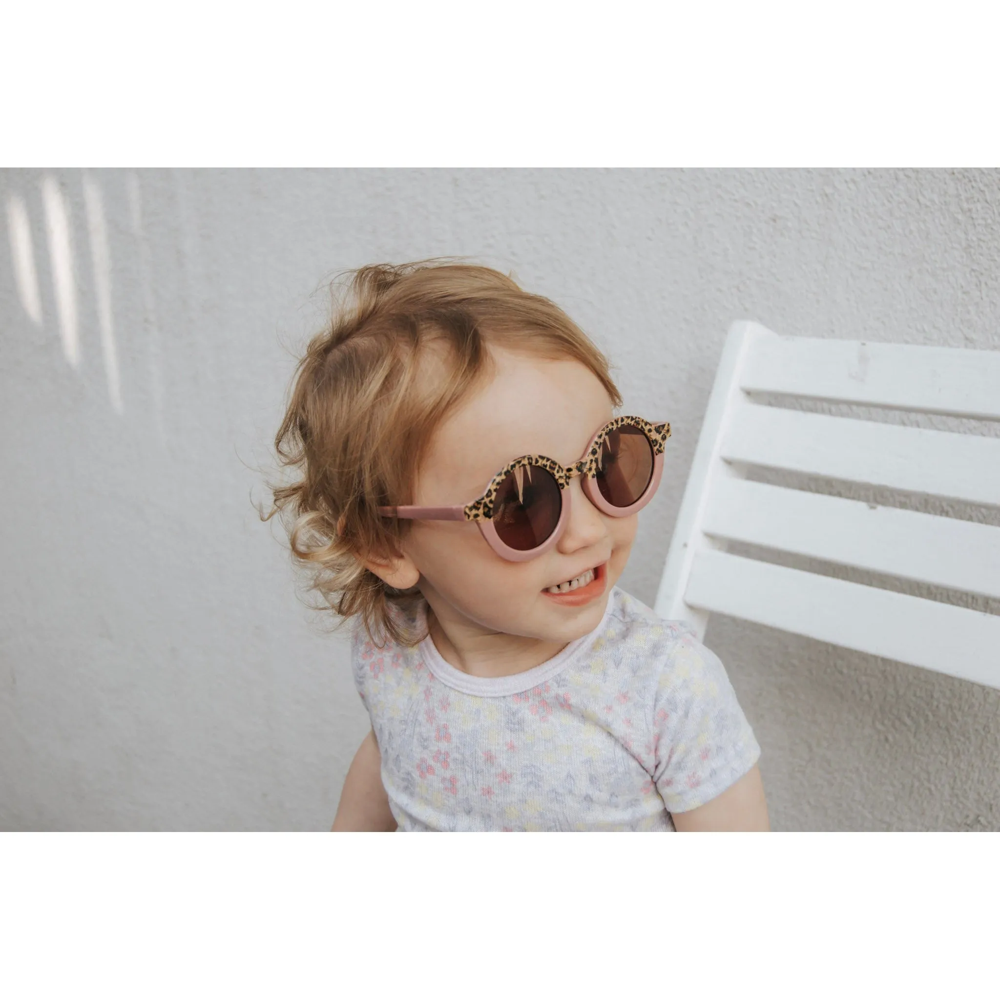My Little Sunnies Round Two Tone Sunglasses Dusty Rose Cheetah Matte