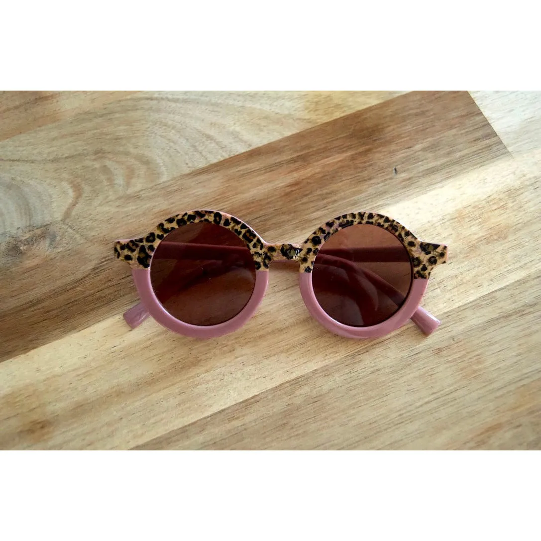 My Little Sunnies Round Two Tone Sunglasses Dusty Rose Cheetah Matte