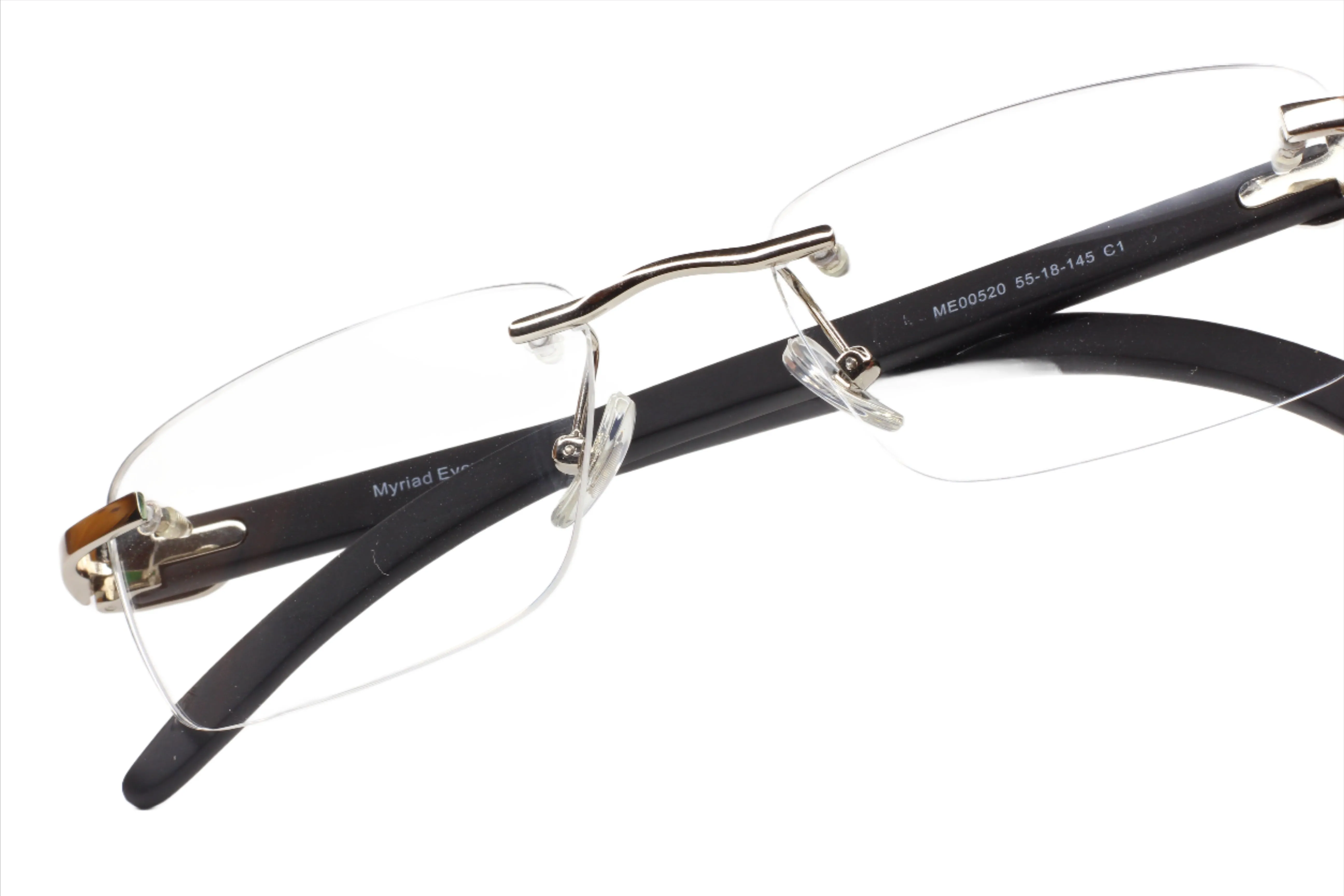Myriad Eyewear ME00520 Silver Black Rimless Luxury Eyeglasses -Ma
