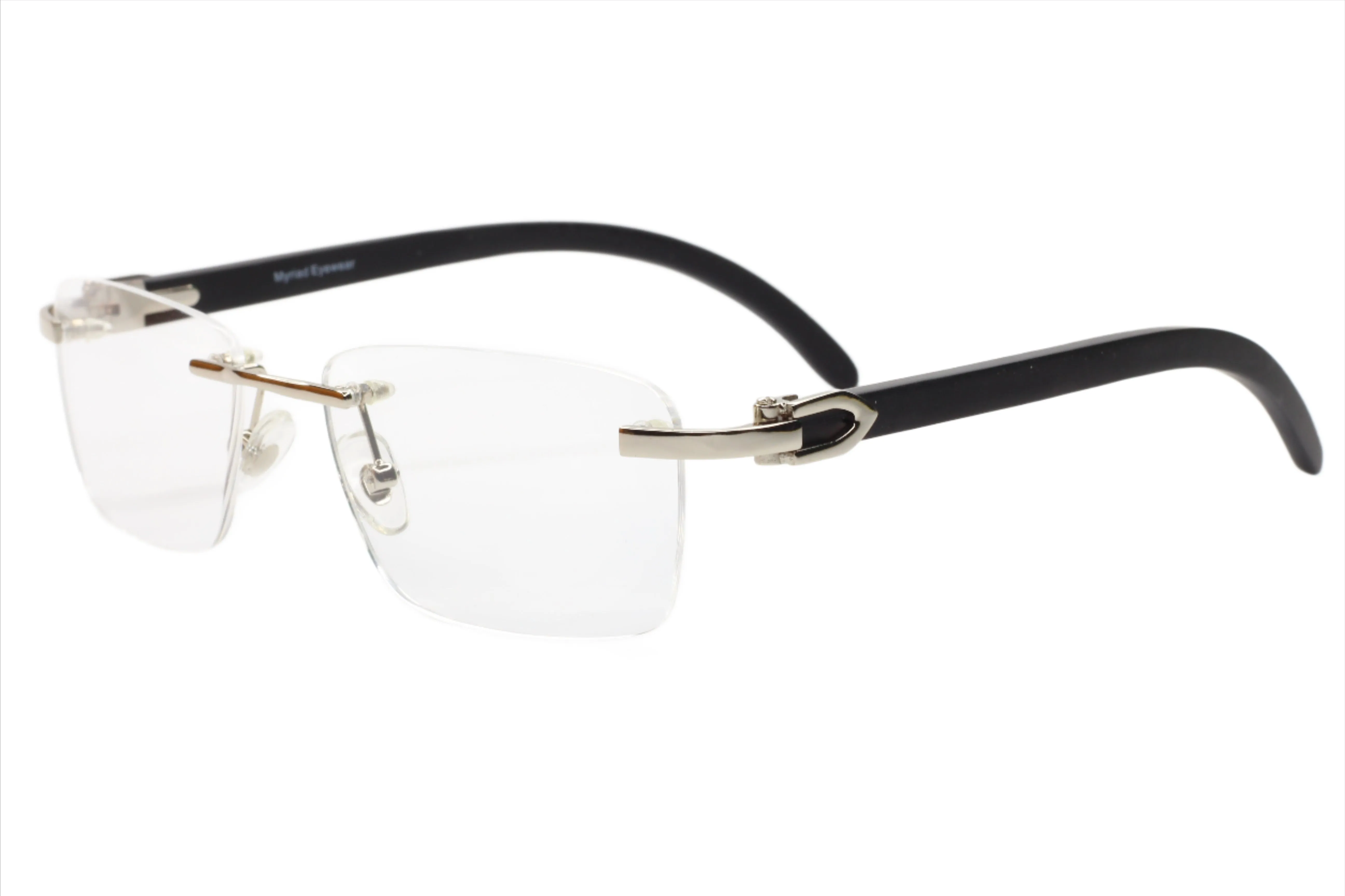 Myriad Eyewear ME00520 Silver Black Rimless Luxury Eyeglasses -Ma