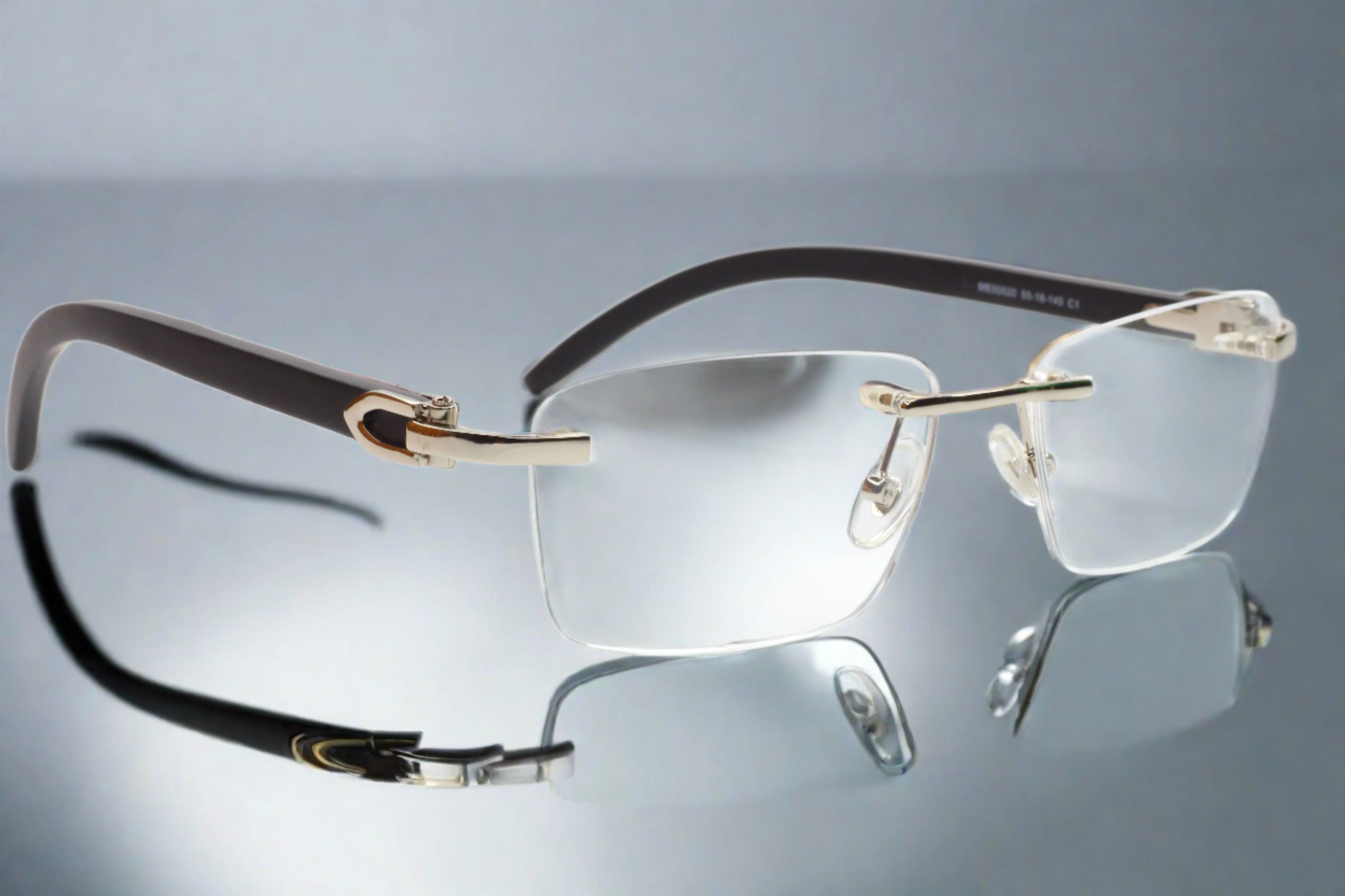 Myriad Eyewear ME00520 Silver Black Rimless Luxury Eyeglasses -Ma