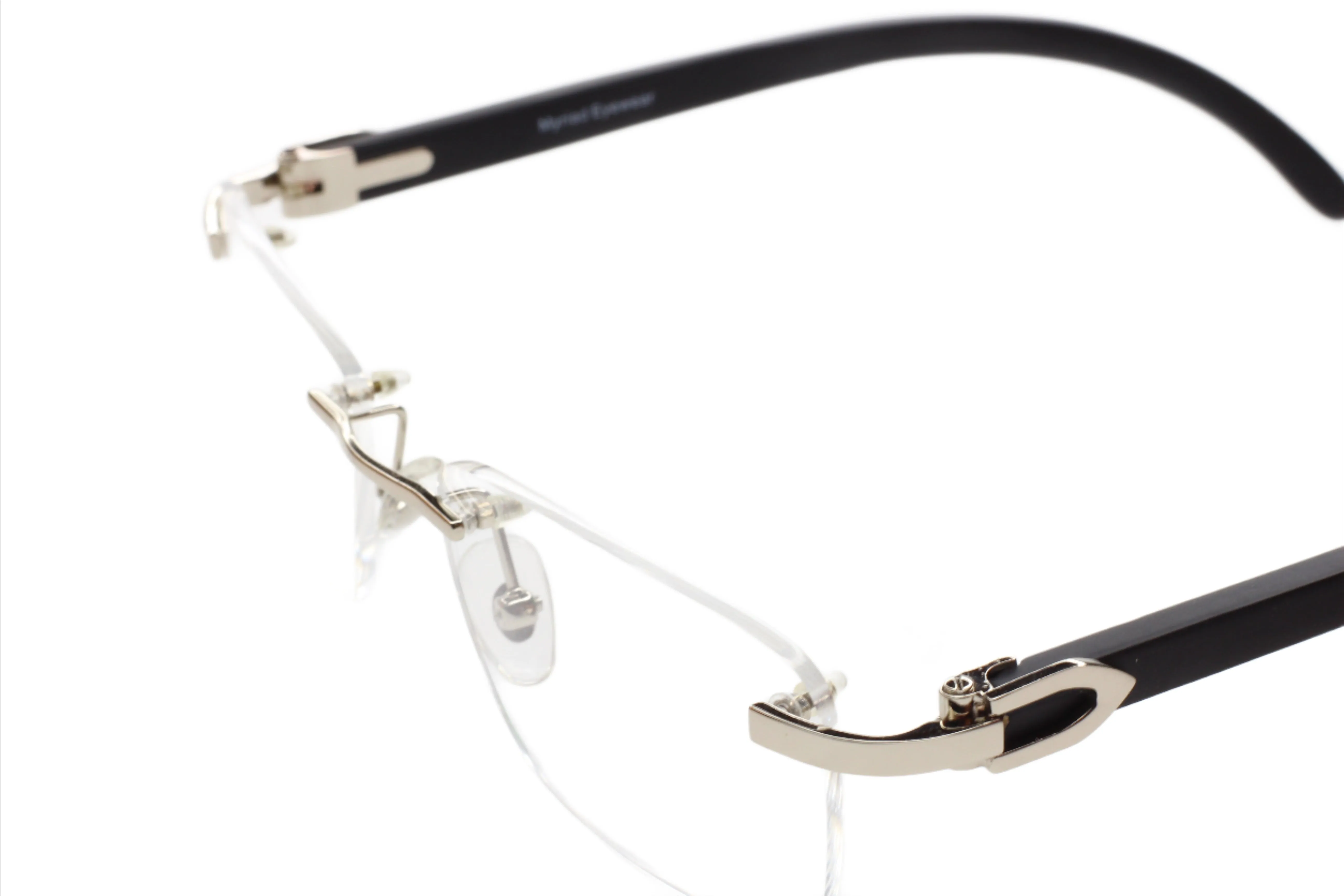 Myriad Eyewear ME00520 Silver Black Rimless Luxury Eyeglasses -Ma