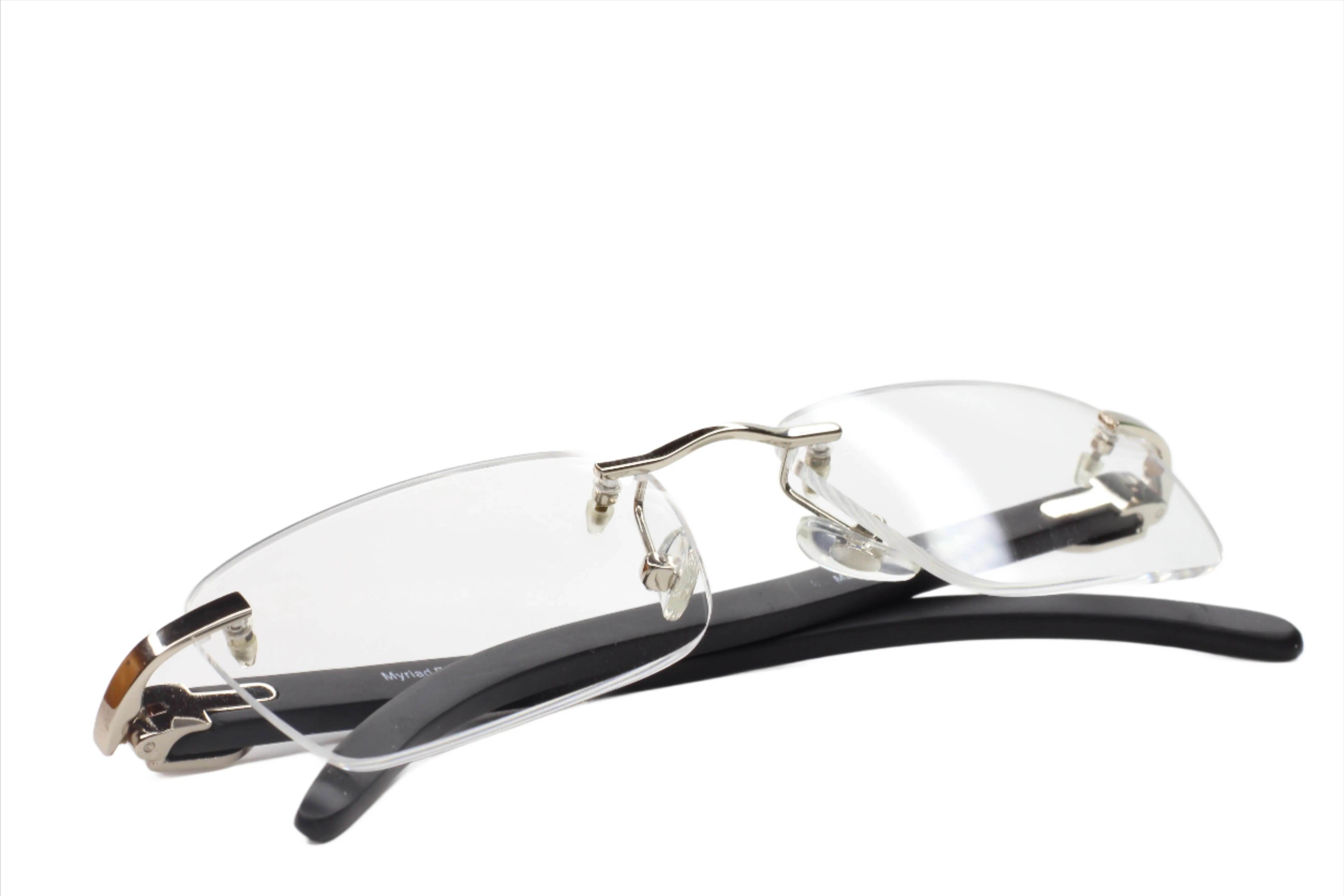 Myriad Eyewear ME00520 Silver Black Rimless Luxury Eyeglasses -Ma