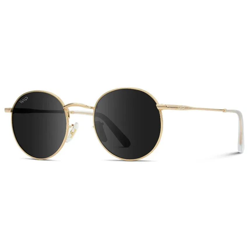 NEVADA Unisex Vintage Retro Sunglasses in Gold, Black Lens by WMP Eyewear