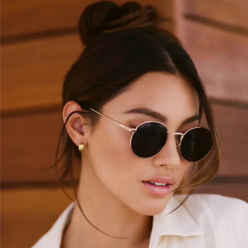 NEVADA Unisex Vintage Retro Sunglasses in Gold, Black Lens by WMP Eyewear