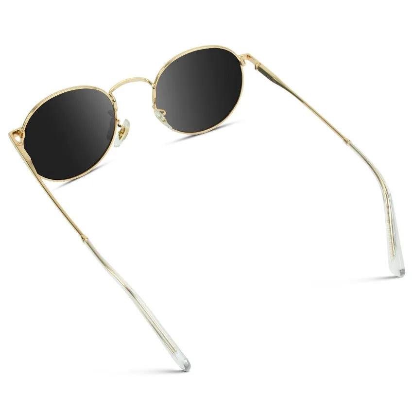 NEVADA Unisex Vintage Retro Sunglasses in Gold, Black Lens by WMP Eyewear