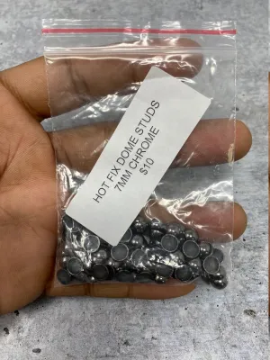 NEW, Hotfix Dome Studs, 100 Pcs, 7mm (Medium) CHROME, Great for Denim, Sweaters, Camo Jackets, Belts, Bags, Shoes, Crafts,  MORE!