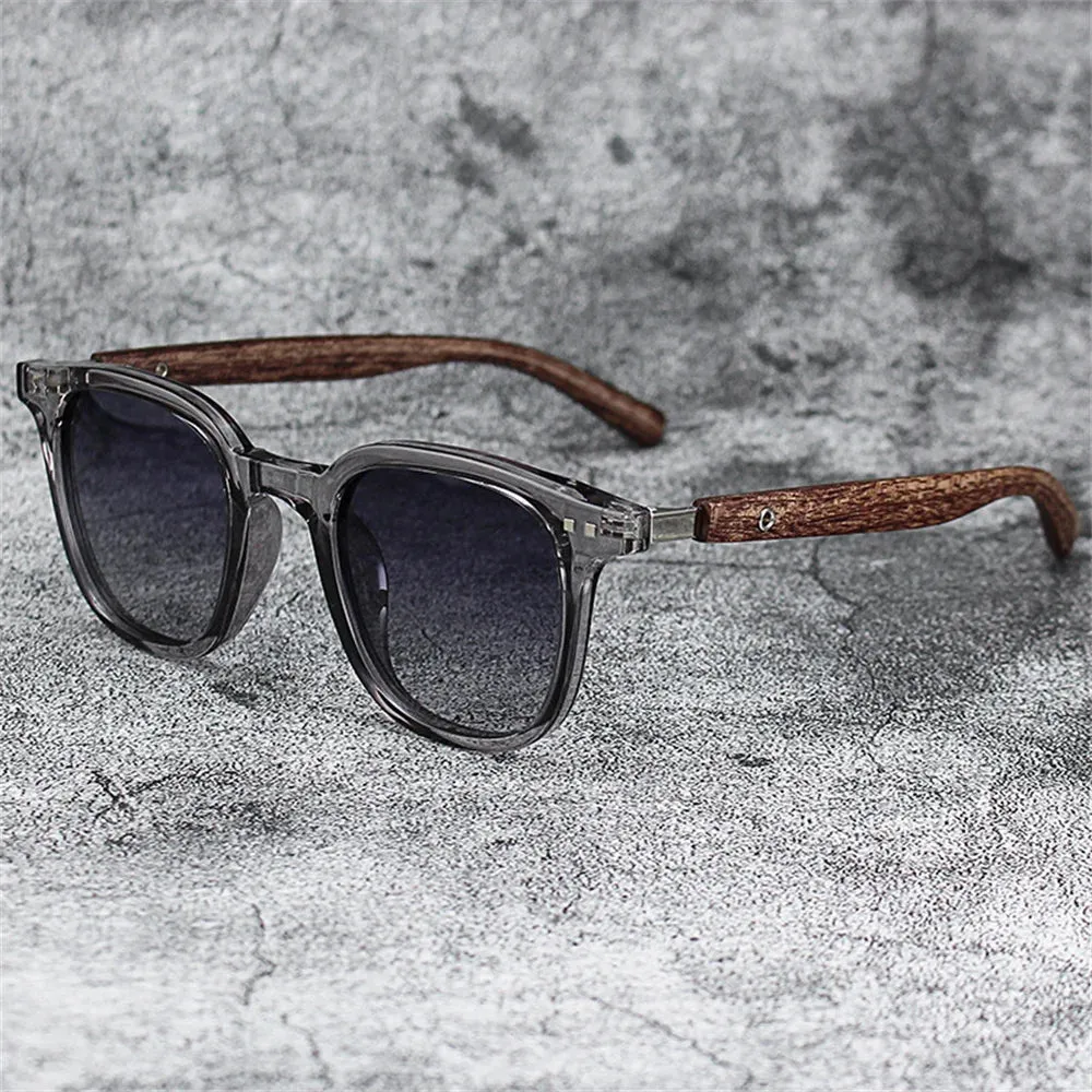 New Men Vintage Wooden Frame Sunglasses Polarized UV Protection