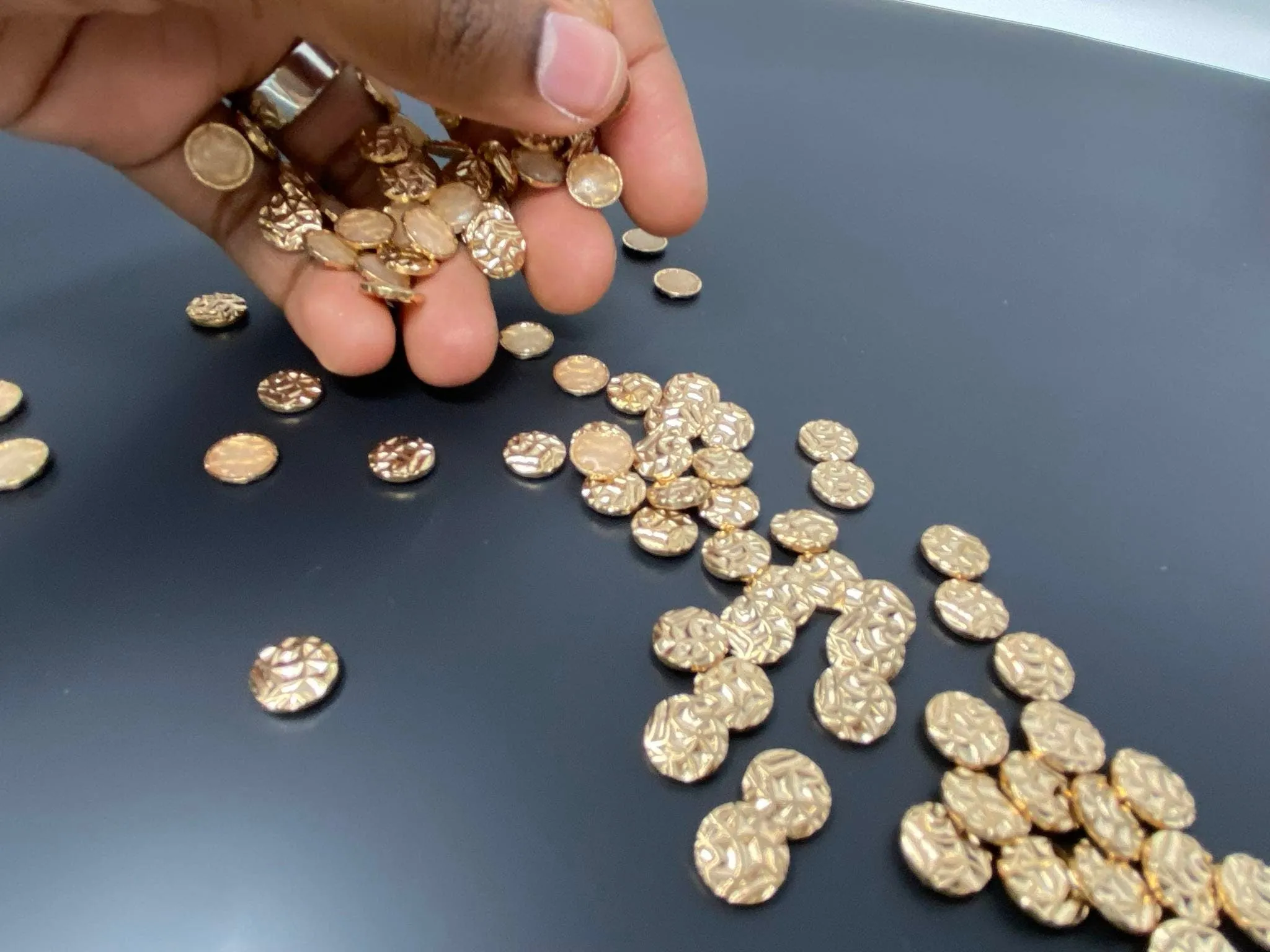 New, "Ripple Wave" GOLD Hotfix Studs, 100 Pcs, 10mm, DIY Crafts, Great for Denim, Sweaters, Jackets, Belts, Bags, Shoes, Crafts,  MORE!