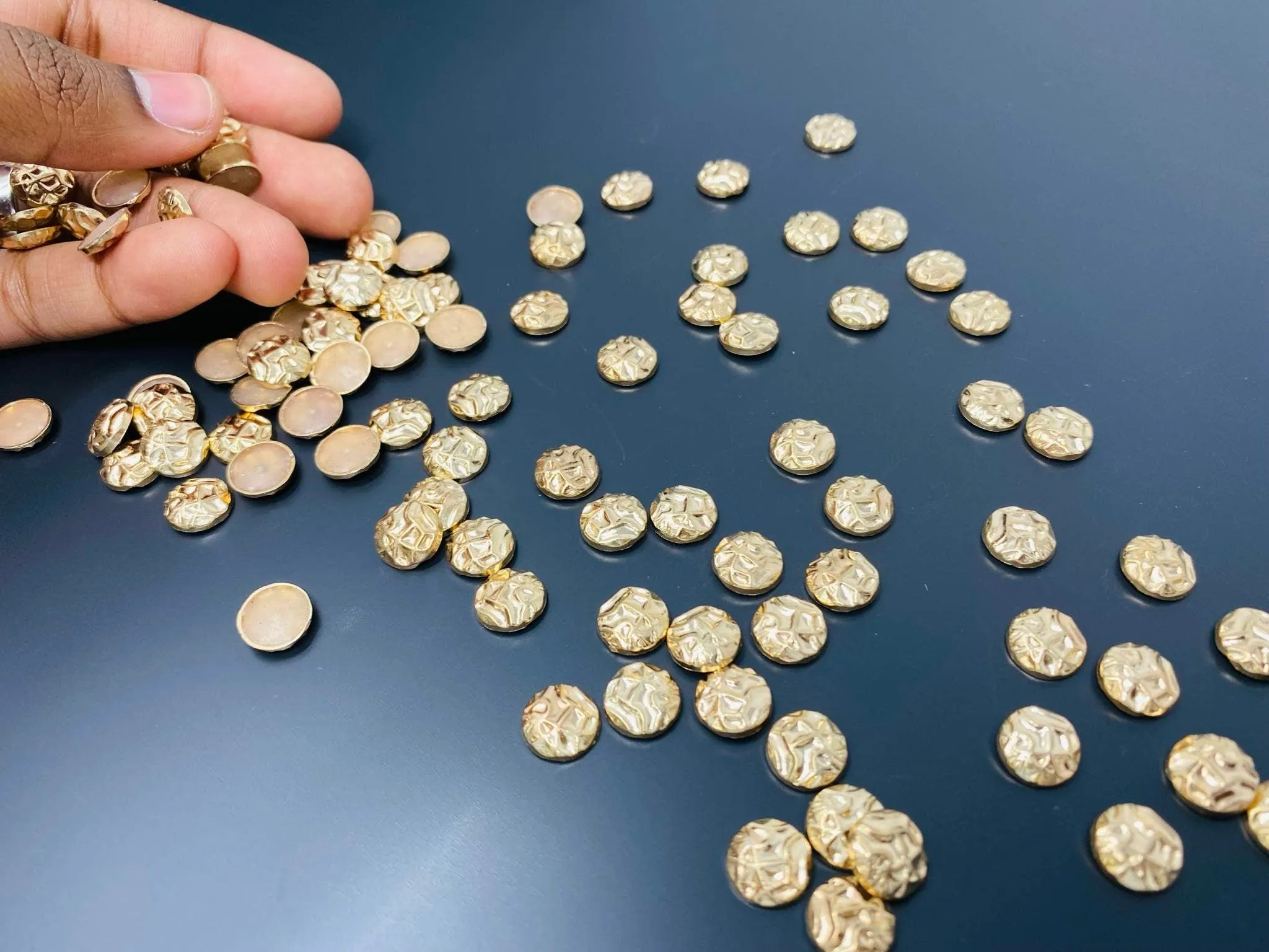 New, "Ripple Wave" GOLD Hotfix Studs, 100 Pcs, 10mm, DIY Crafts, Great for Denim, Sweaters, Jackets, Belts, Bags, Shoes, Crafts,  MORE!
