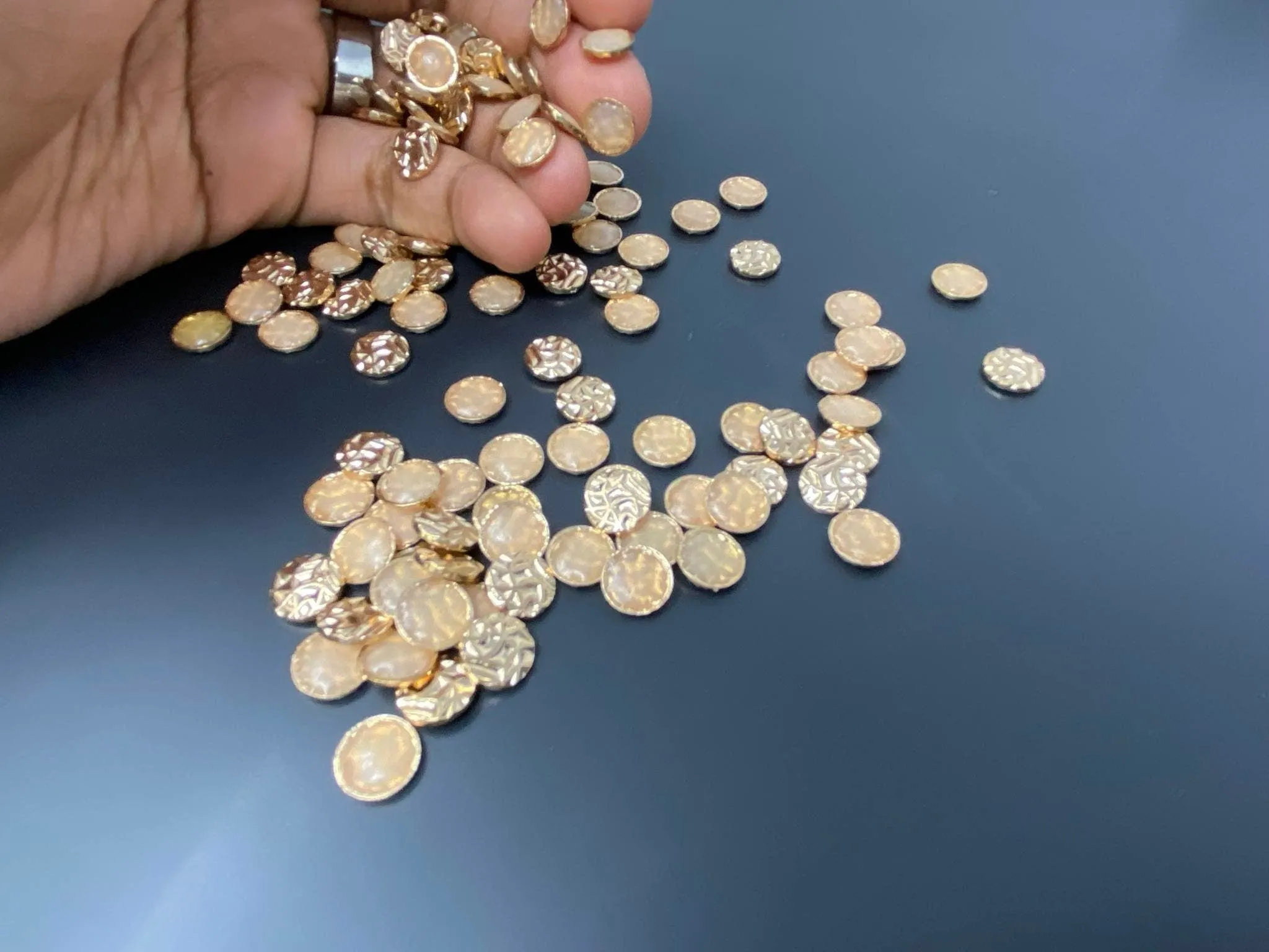 New, "Ripple Wave" GOLD Hotfix Studs, 100 Pcs, 10mm, DIY Crafts, Great for Denim, Sweaters, Jackets, Belts, Bags, Shoes, Crafts,  MORE!